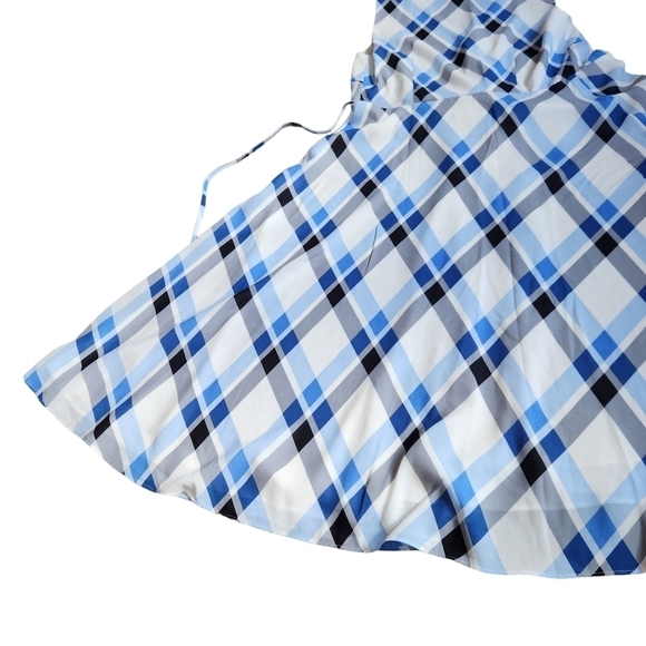 Ann Taylor size 4 blue white plaid midi wrap dress preppy festival ethereal - Picture 10 of 10